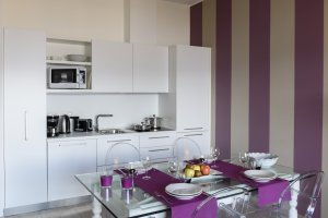 Ampia Cucina con piano cottura Appartamento Deluxe Stresa